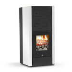 Termostufa a legna Wood 200 Carinci - colore bianco - riscaldamento e produzione di acqua calda sanitaria, compatta ad alto rendimento