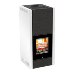 Termostufa a Legna Wood 200 Basic - colore bianco - rendimento oltre 90% con accensione dall'alto, acqua calda sanitaria