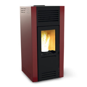 Stufa Air 100 120 120c Carinci - bordeaux - a pellet ad alta efficienza, con vetro ceramico e controllo remoto