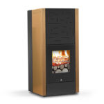 Termostufa a legna Wood 200 Carinci - colore bronzo - rendimento oltre 90% con accensione dall'alto, acqua calda sanitaria