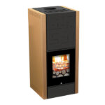Termostufa a Legna Wood 200 Basic - colore bronzo - rendimento oltre 90% con accensione dall'alto, acqua calda sanitaria