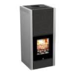 Termostufa a Legna Wood 200 Basic - colore grigio - rendimento oltre 90% con accensione dall'alto, acqua calda sanitaria