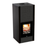 Termostufa a Legna Wood 200 Basic - colore nero - rendimento oltre 90% con accensione dall'alto, acqua calda sanitaria