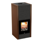Termostufa a Legna Wood 200 Basic - colore ramato - rendimento oltre 90% con accensione dall'alto, acqua calda sanitaria