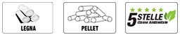 Carinci Group S.p.A. - Icone descrizione pellet e legna e 5 stelle classe ambientale