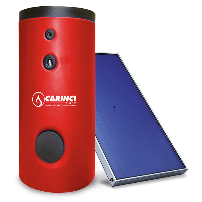 Kit ACS Boiler dotato di 1 oppure 2 serpentine con boiler per produzione di ACS, con collettore solare selettivo