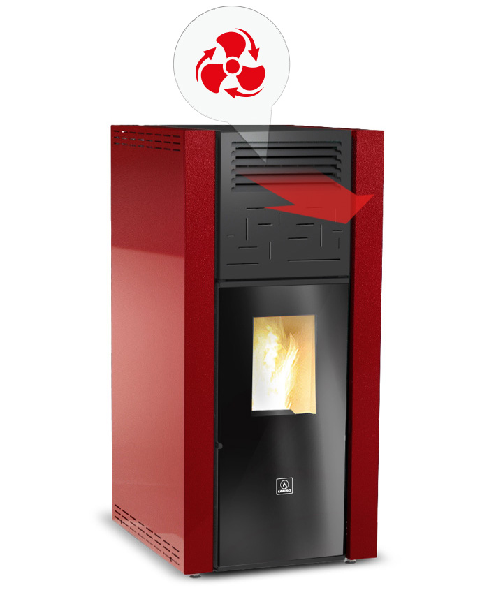 Stufa Air Pellet Cristal V Carinci - Riscaldamento a pellet con aria ventilata frontale