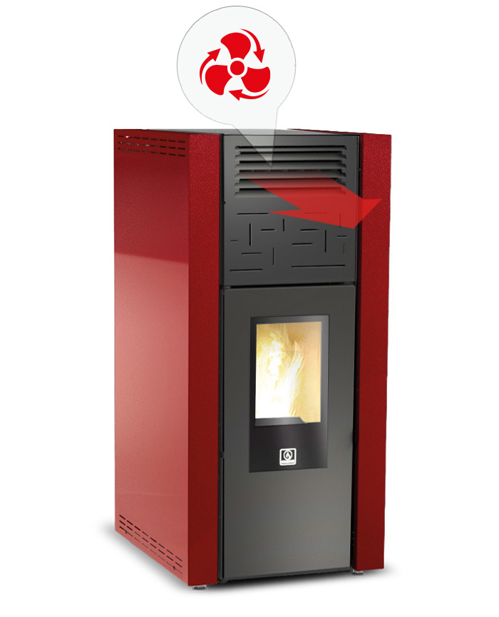 Stufa Air Pellet V Carinci - Riscaldamento a pellet con aria ventilata frontale e vetro serigrafato
